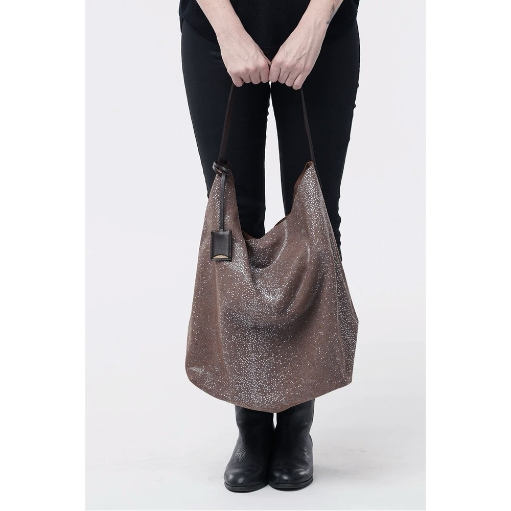 Linde Gallery St Barth Milou Galuchat Hobo Bag in Havana